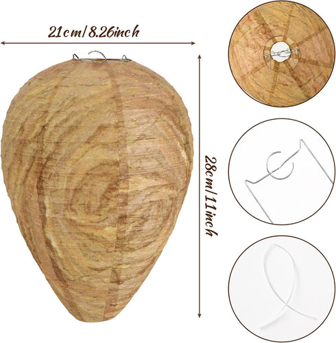 DECYOOL 4 Pack Paper Wasp Nest Decoy Hanging Wasp Nest Stay Away from Wasps Hornets Yellow Jackets(Dark Brown, Orange)...